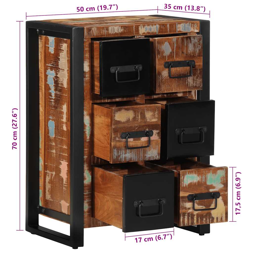 skænk 50x35x70 cm massivt genbrugstræ