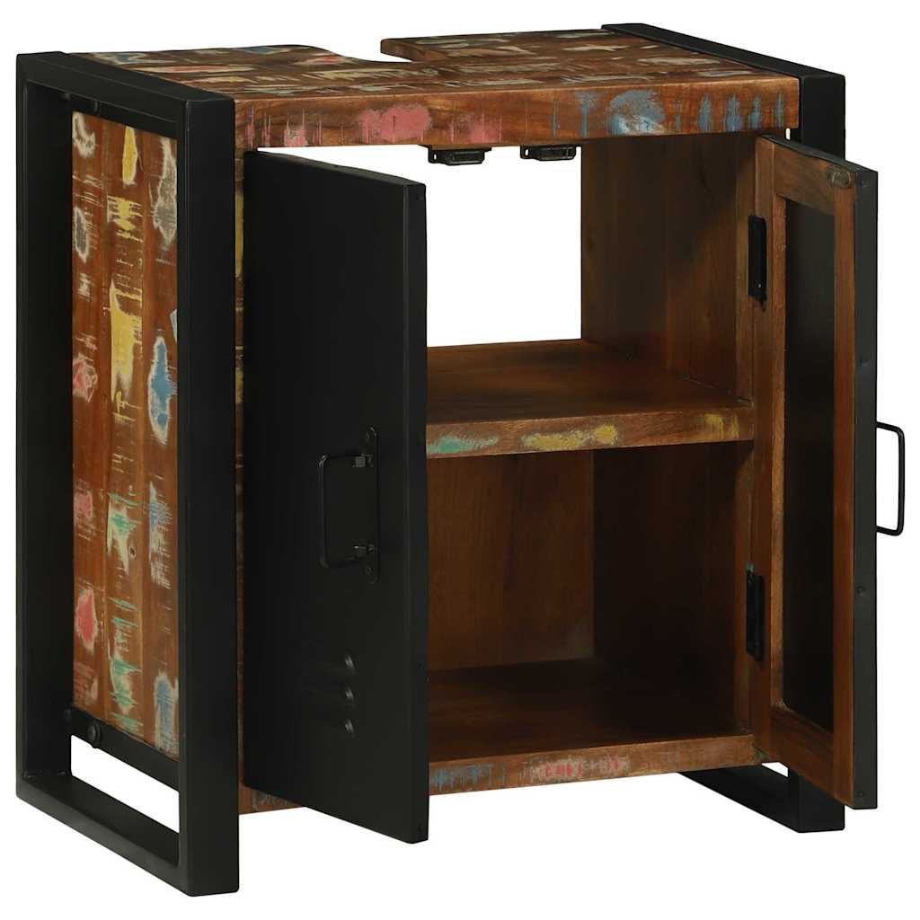 Vaskeskab med hylde Brun 55 x 35 x 60 cm Solid genbrugs træ