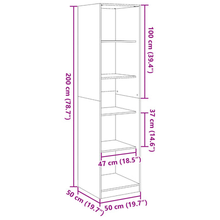 klædeskab 50x50x200 cm konstrueret træ sonoma-eg