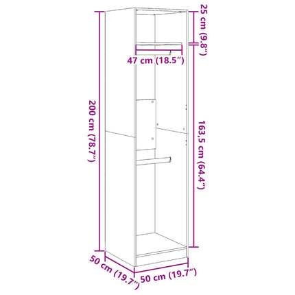 klædeskab 50x50x200 cm konstrueret træ hvid