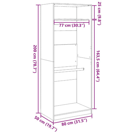 klædeskab 80x50x200 cm konstrueret træ betongrå