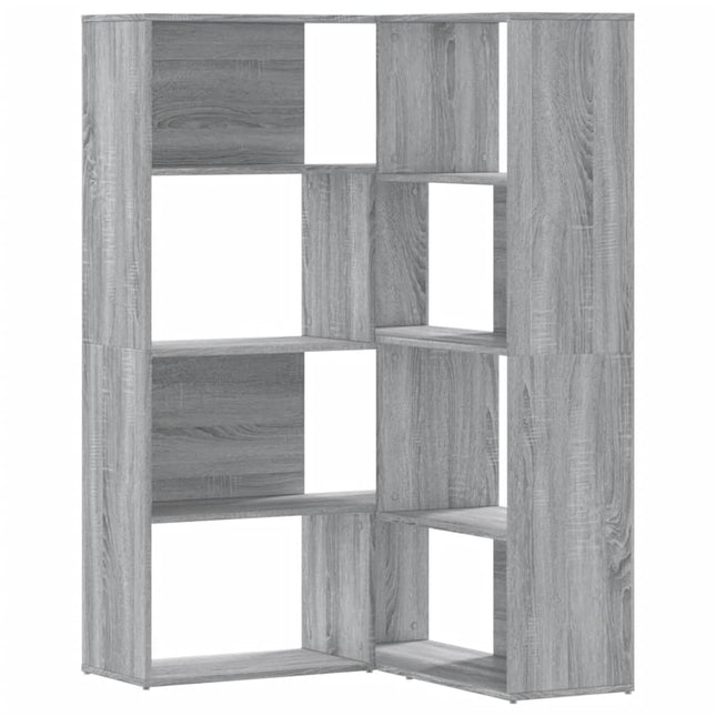 bogreol til hjørne 85x85x140 cm 4 hylder konstrueret træ
