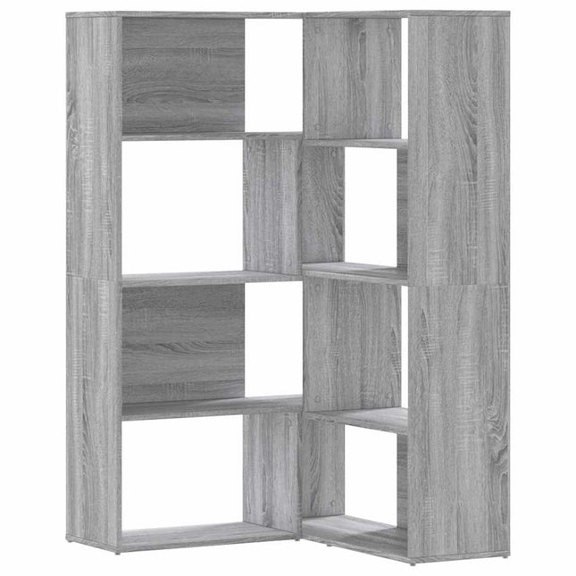 bogreol til hjørne 85x85x140 cm 4 hylder konstrueret træ