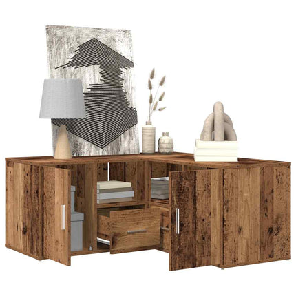 hjørneskab 160x40x45 cm konstrueret træ gammelt trælook