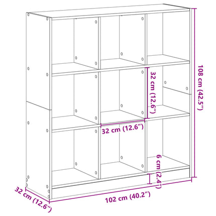 bogreol 102x32x109 cm konstrueret træ røget egetræsfarve