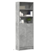 skab med LED-lys 69x32,5x200 cm konstrueret træ betongrå