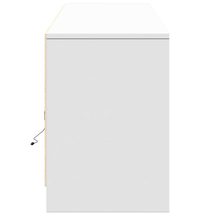 tv-bord med LED-lys 180x34x50 cm konstrueret træ hvid