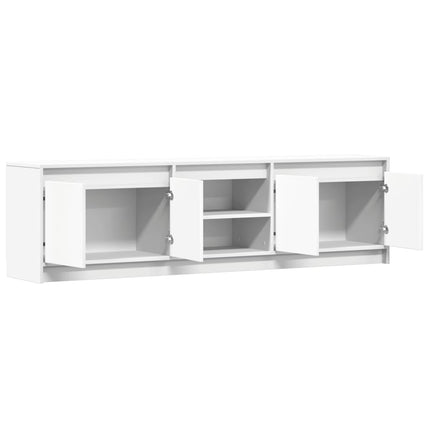 tv-bord med LED-lys 180x34x50 cm konstrueret træ hvid