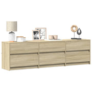 tv-bord med LED-lys 180x34x50 cm konstrueret træ sonoma-eg