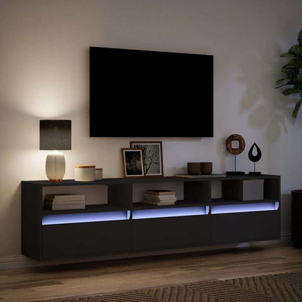 TV-vægskab med LED sort 180x31x45 cm
