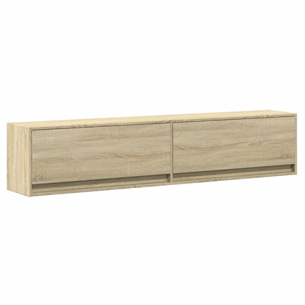 væghængt tv-bord med LED 180x31x38 cm sonoma-eg