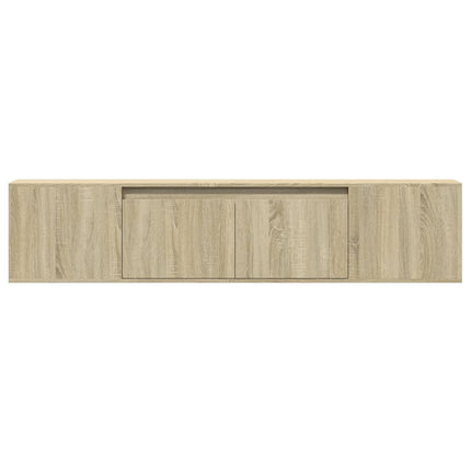 væghængt tv-bord med LED-lys 180x31x39,5 cm sonoma-eg
