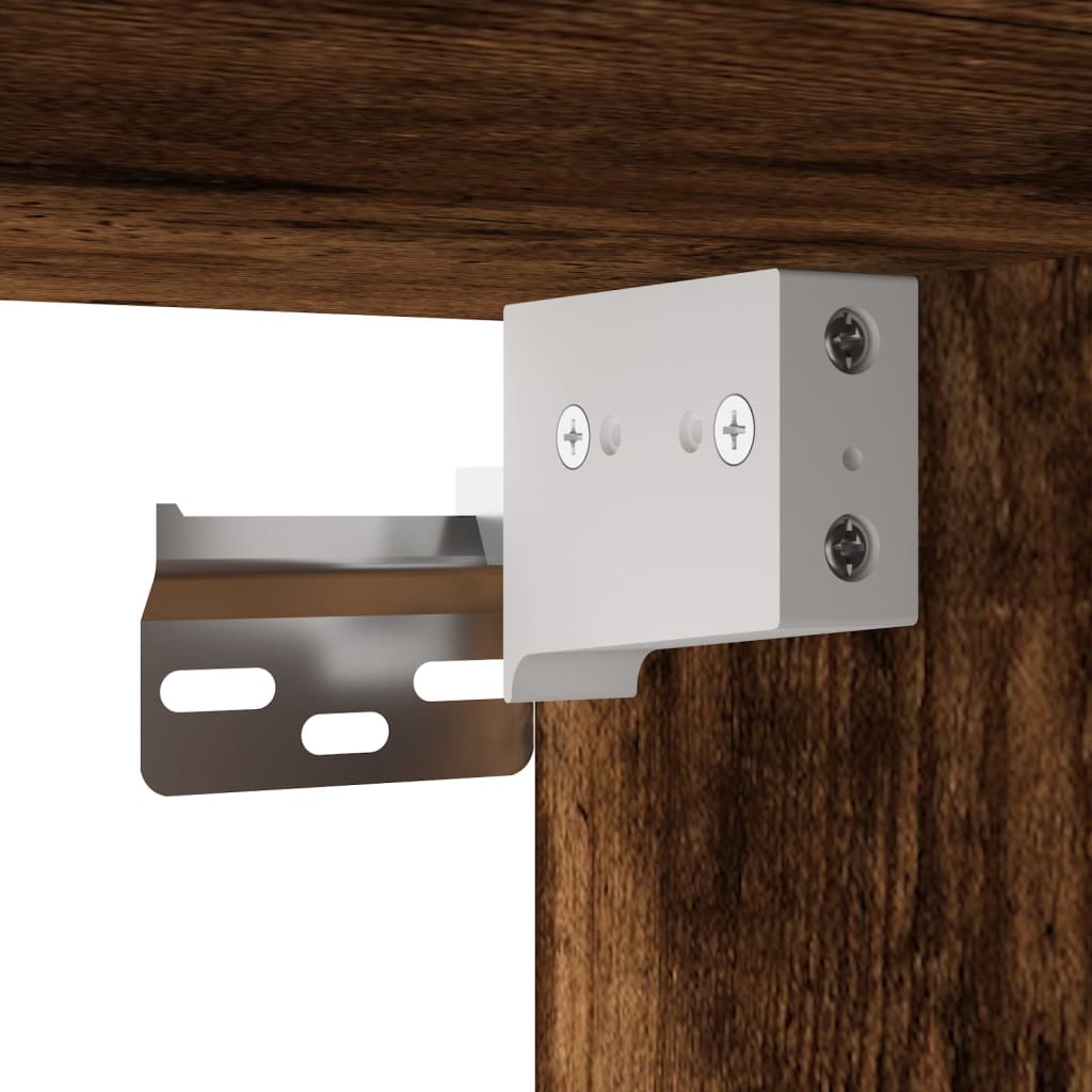 væghængt tv-bord med LED-lys 180x31x39,5 cm røget egetræsfarve