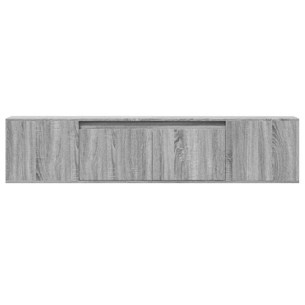væghængt tv-bord med LED-lys 180x31x39,5 cm grå sonoma-eg