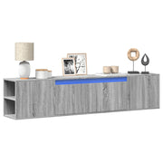 væghængt tv-bord med LED-lys 180x31x39,5 cm grå sonoma-eg