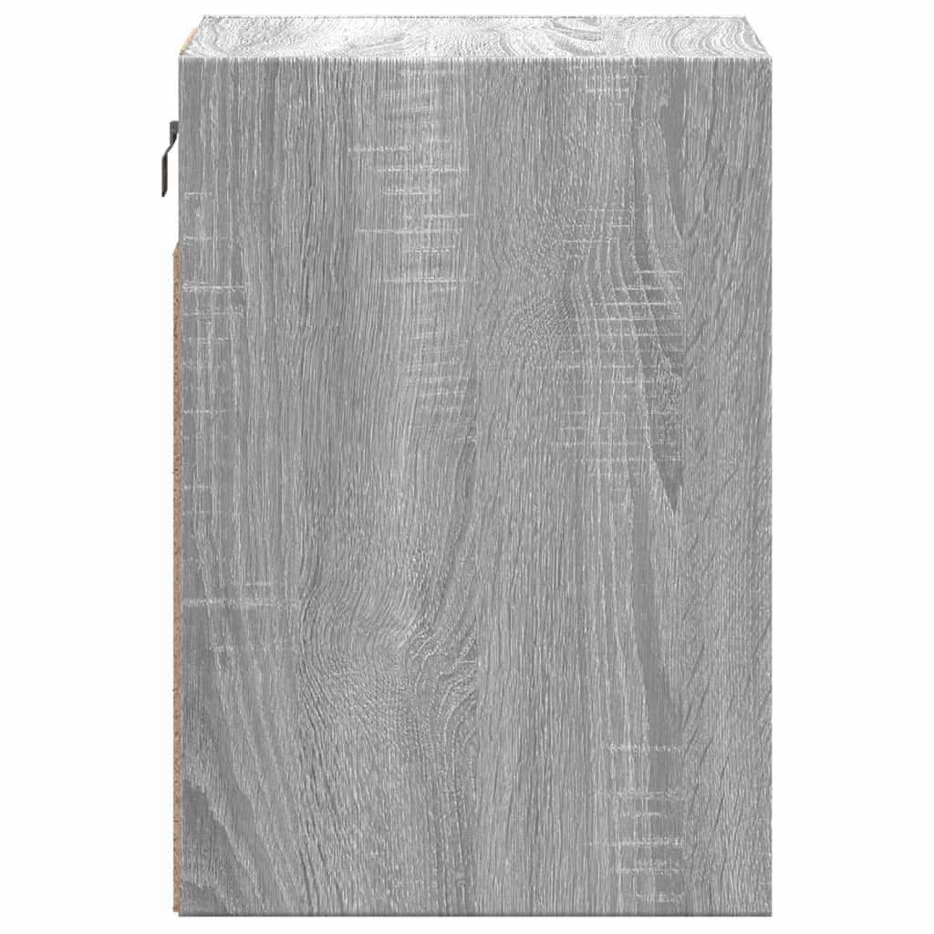 væghængte sengeborde 2 stk. med LED-lys grå sonoma-eg