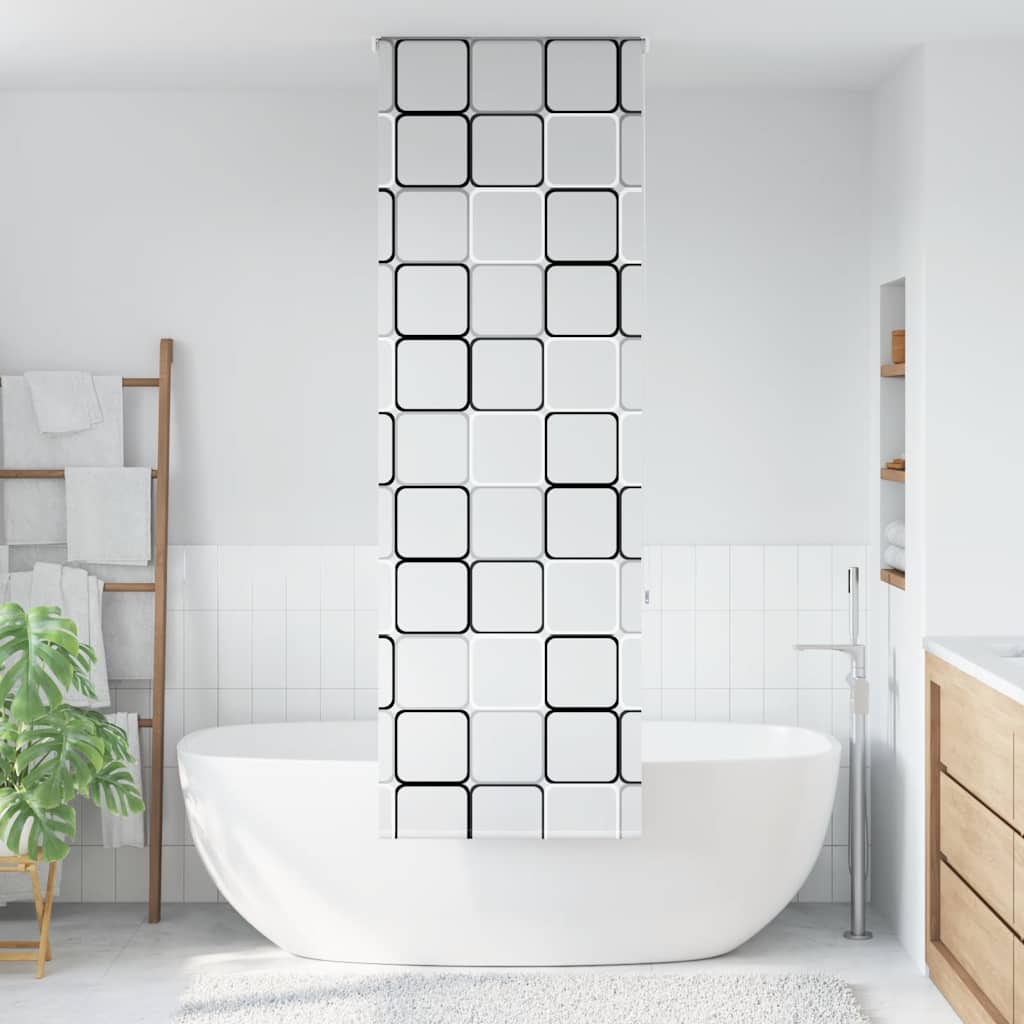 Bruserullegardin 80×240 cm - stofbredde 76 cm, firkantet mønster