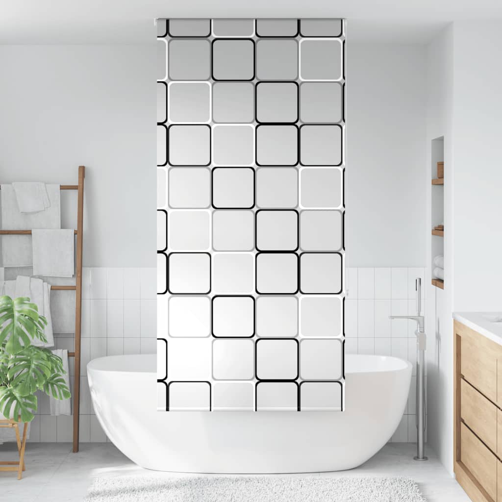 Bruserullegardin 90×240 cm - stofbredde 86 cm, firkantet mønster