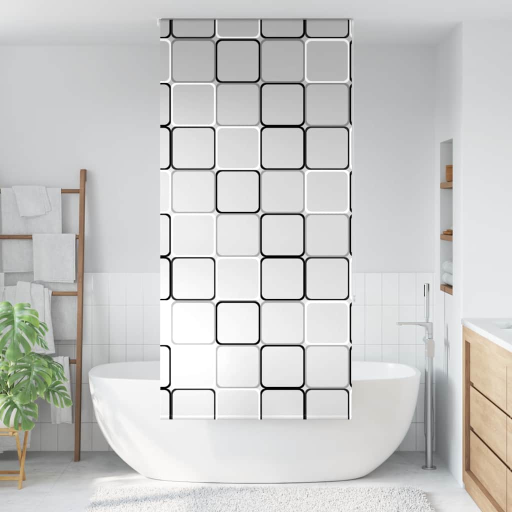 Bruserullegardin 100×240 cm - stofbredde 96 cm, firkantet mønster
