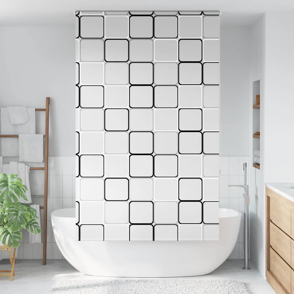 Bruserullegardin 140×240 cm - stofbredde 136 cm, firkantet mønster