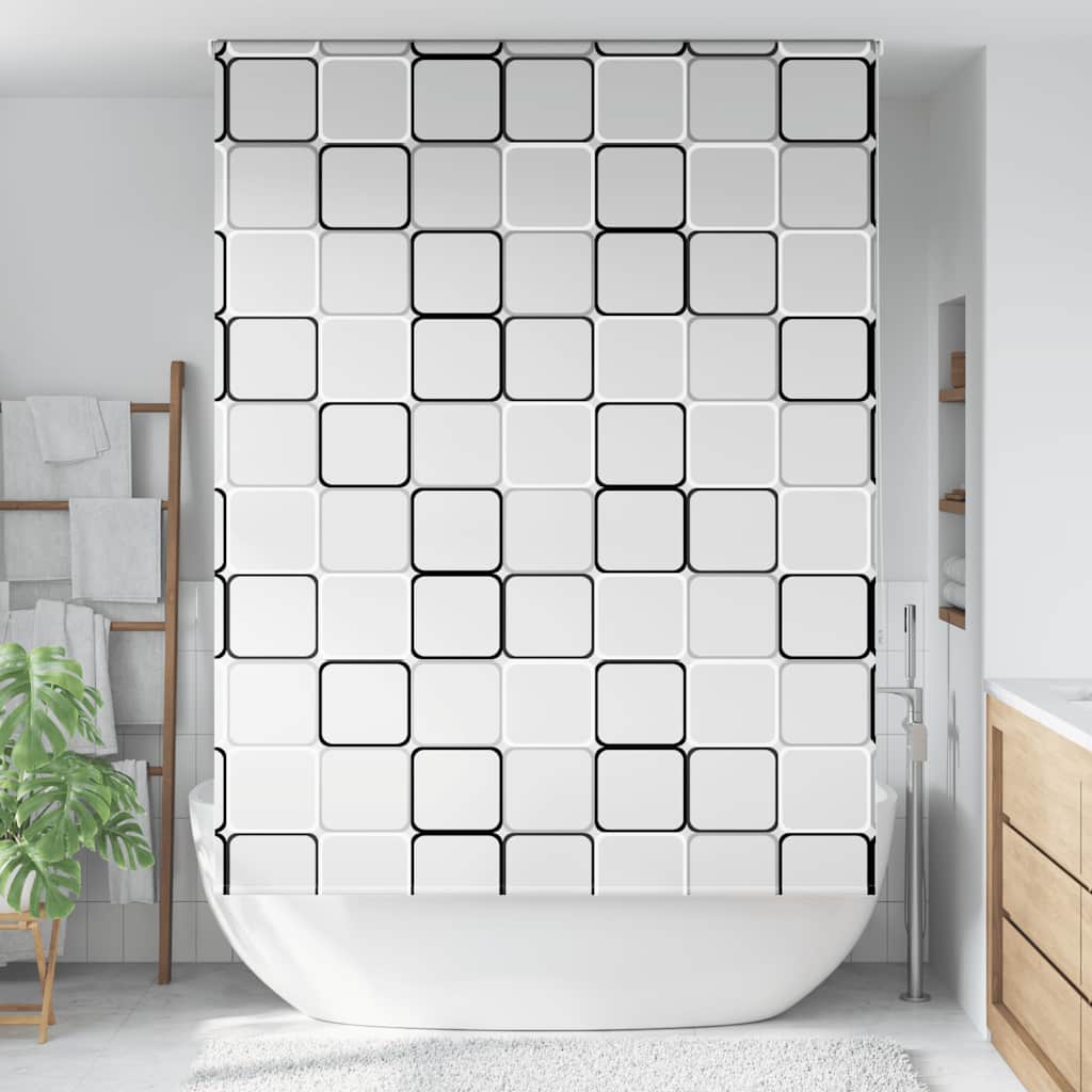 Bruserullegardin 150×240 cm - stofbredde 146 cm, firkantet mønster