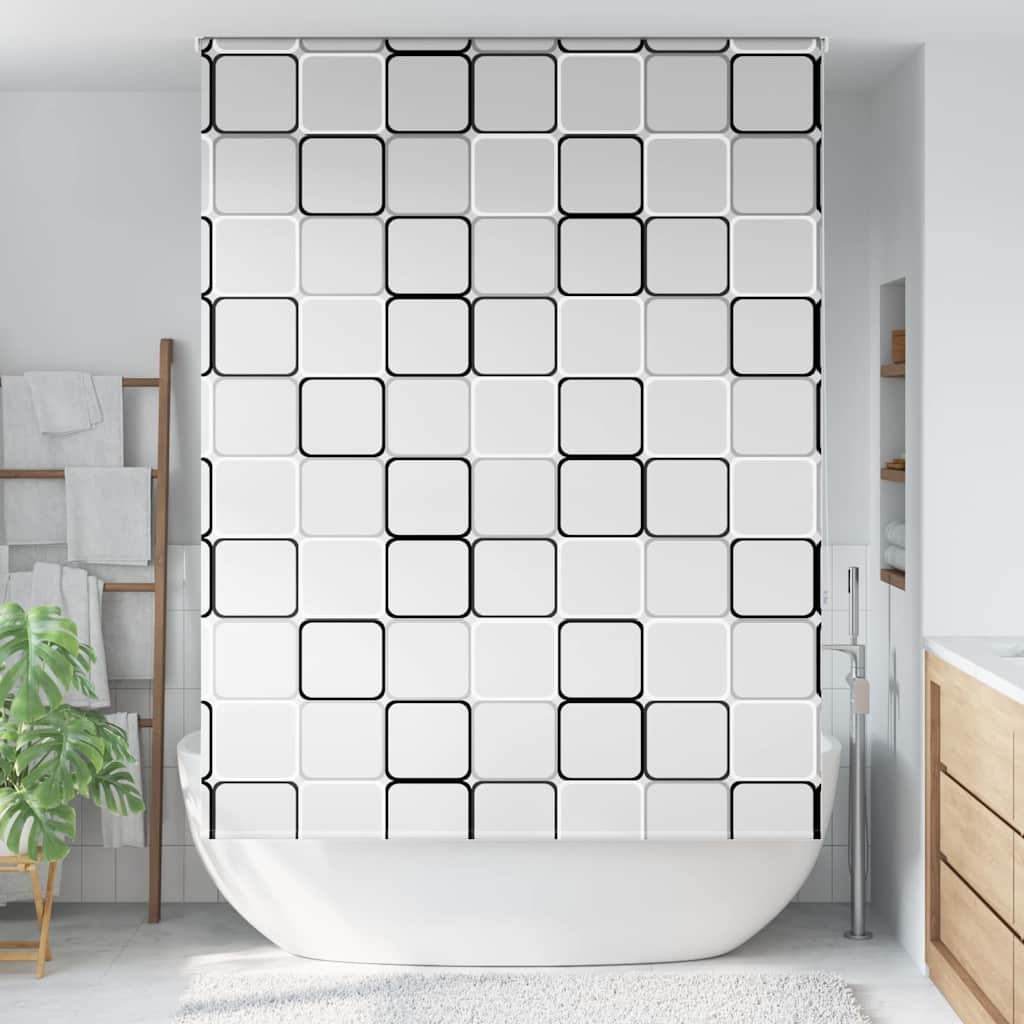 Bruserullegardin 160×240 cm - stofbredde 156 cm, firkantet mønster