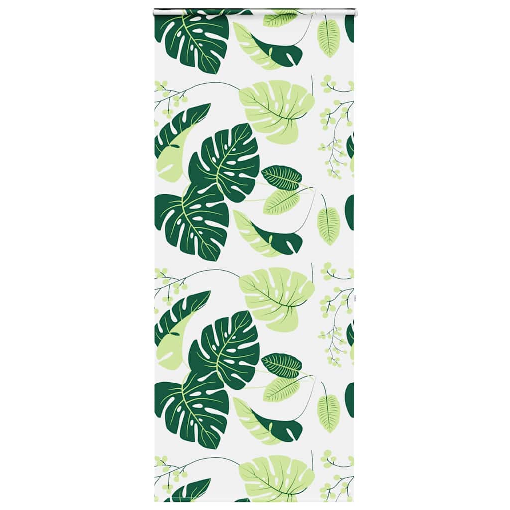 Bruserullegardin Stofbredde 66 Cm Grønne Blade - med kassette / 90 x 240 cm