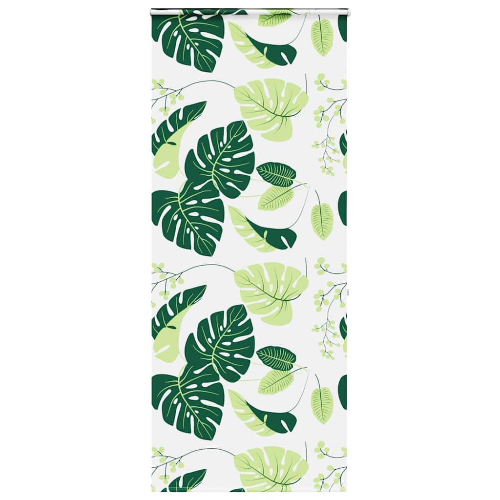 Bruserullegardin Stofbredde 66 Cm Grønne Blade - med kassette / 100 x 240 cm