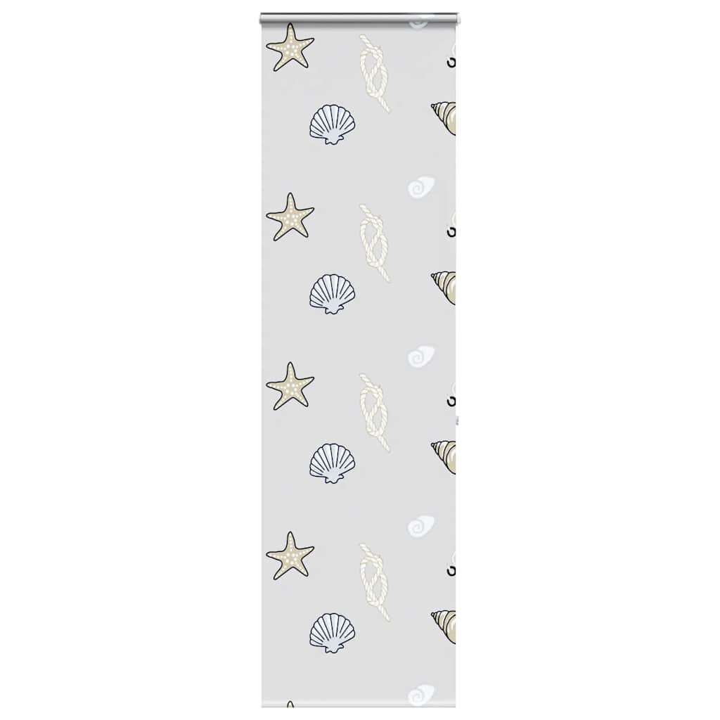 Bruserullegardin med kassette 70×240 cm - stofbredde 66 cm, søstjernemønster