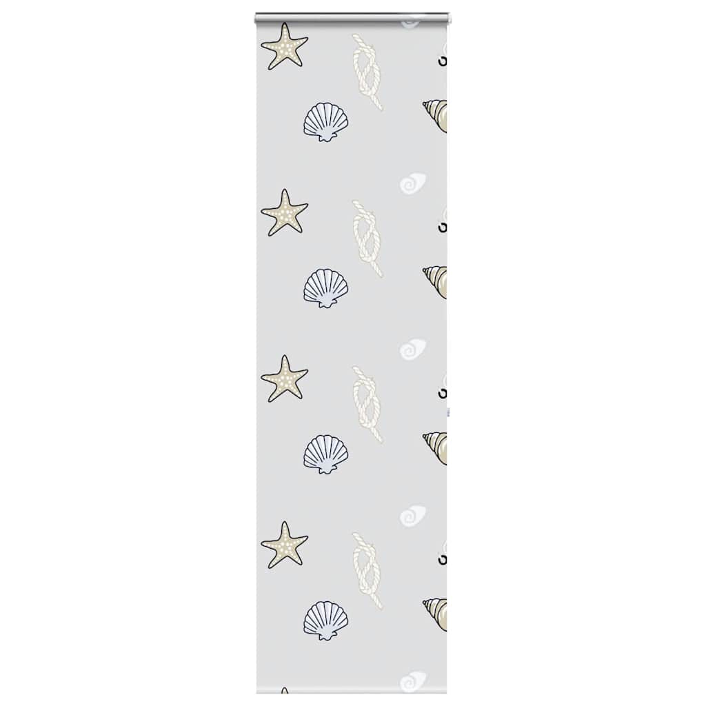 Bruserullegardin med kassette 80×240 cm - stofbredde 76 cm, søstjerne-motiv
