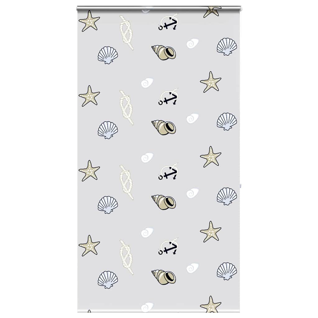 Bruserullegardin med kassette 130×240 cm - stofbredde 126 cm, søstjerne-motiv