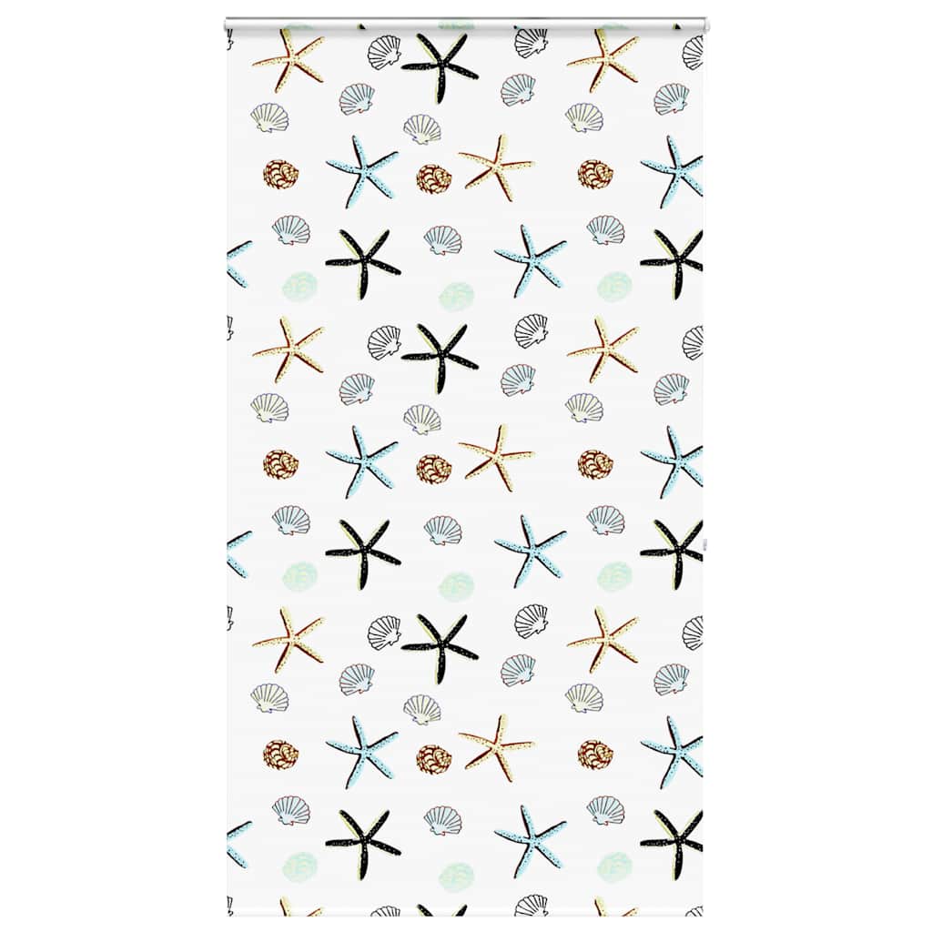 Bruserullegardin med kassette 120×240 cm - stofbredde 116 cm, PEVA, muslinge- og søstjernemotiv