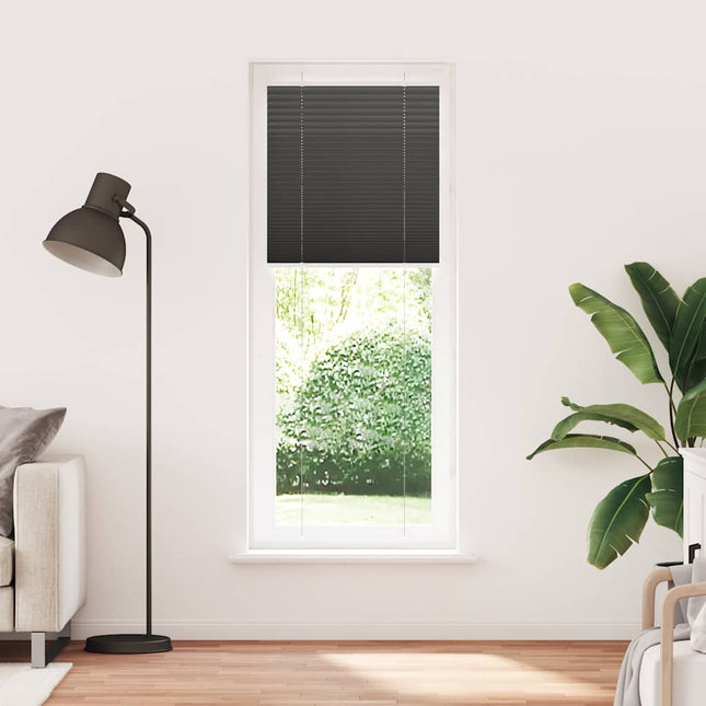 Plisségardin Sort 70x200 cm Stofbredde 69,4 cm Polyester