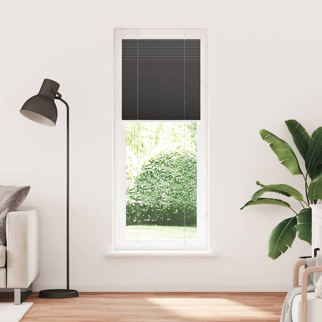 Plisségardin Sort 75x200 cm Stofbredde 74,4 cm Polyester