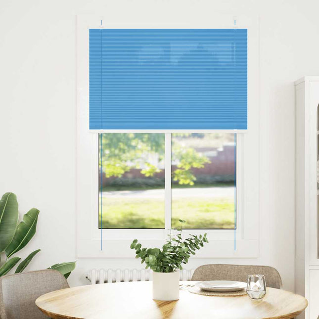 Plisségardin Blå 95x100 cm Stofbredde 94,4 cm Polyester