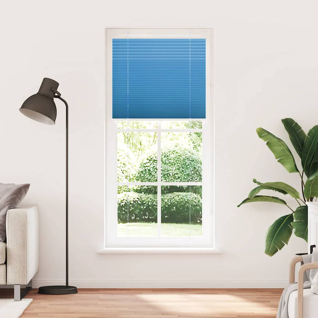 Plisségardin Blå 90x200 cm Stofbredde 89,4 cm Polyester
