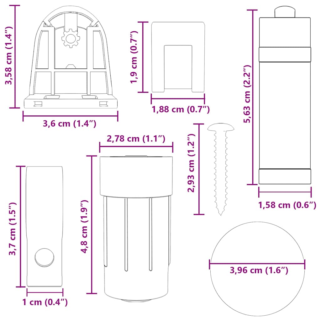 21 dele rullegardinbeslag 18 mm