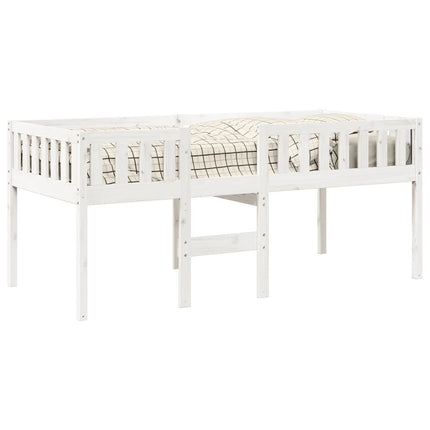 juniorseng uden madras 90x190 cm massivt fyrretræ hvid