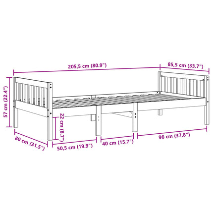 juniorseng uden madras 80x200 cm massivt fyrretræ