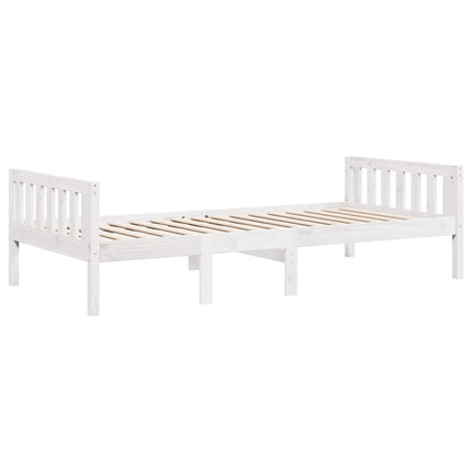 juniorseng uden madras 90x200 cm massivt fyrretræ hvid