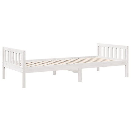 juniorseng uden madras 90x200 cm massivt fyrretræ hvid