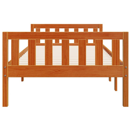 juniorseng uden madras 90x200 cm massivt fyr gyldenbrun