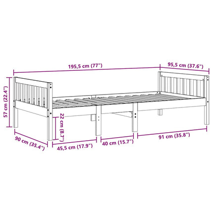 juniorseng uden madras 90x190 cm massivt fyrretræ