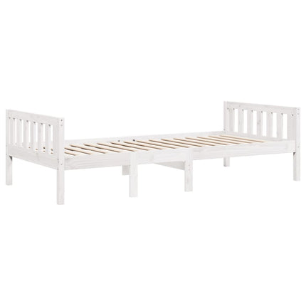 juniorseng uden madras 90x190 cm massivt fyrretræ hvid