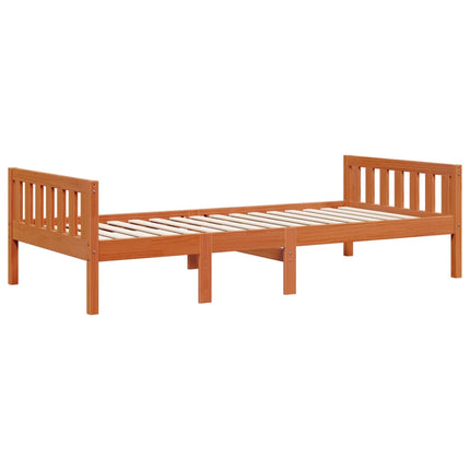 juniorseng uden madras 90x190 cm massivt fyrretræ gyldenbrun