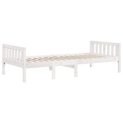 juniorseng uden madras 75x190 cm massivt fyrretræ hvid