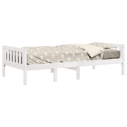 juniorseng uden madras 75x190 cm massivt fyrretræ hvid