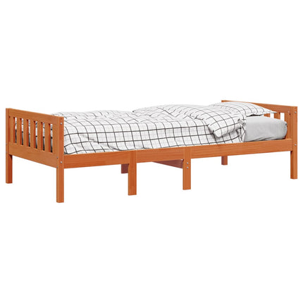 juniorseng uden madras 75x190 cm massivt fyrretræ gyldenbrun