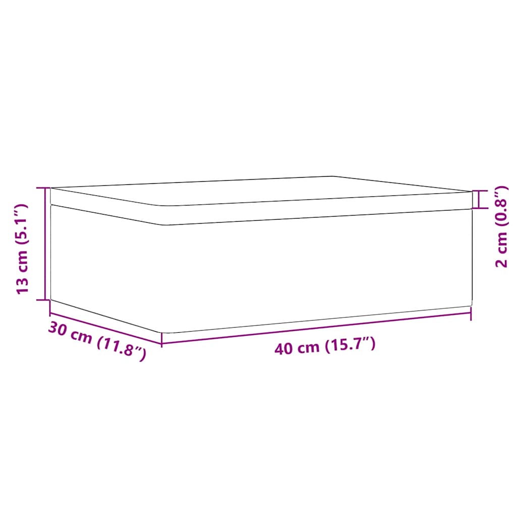 trækasse med låg 40x30x13 cm massivt fyrretræ