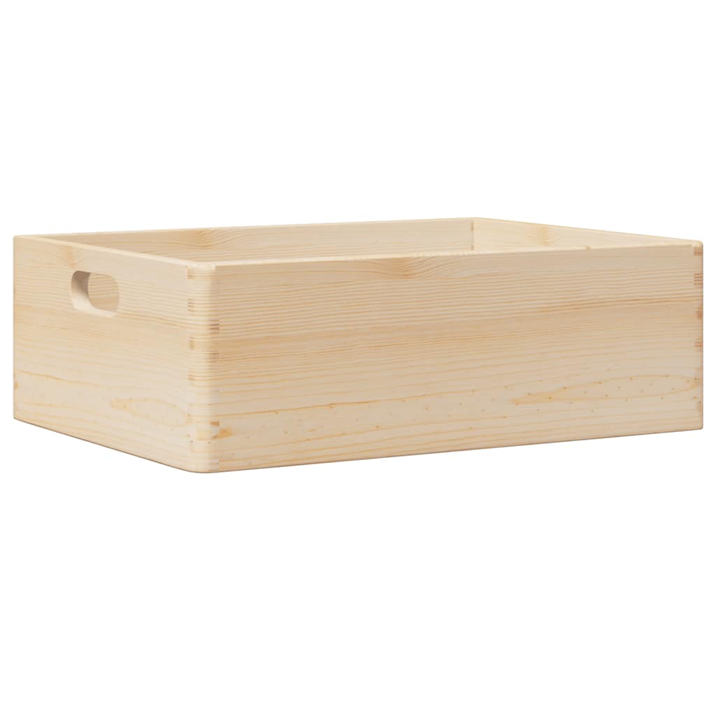 trækasse med håndtag 40x30x13 cm massivt træ fyrretræ